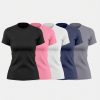 4 pack solid color fitted t-shirts for women