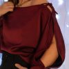 red off-shoulder blouse women