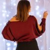 red off-shoulder blouse women