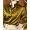 summer fashion women’s elegant satin long sleeve blouse