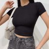Solid Color Fitted T-Shirts for Women