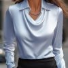 satin women’s shirt with vintage long sleeves