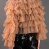 elegant chiffon blouse with lantern sleeves and ruffles for women