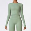 Women’s breathable long sleeve workout crop top, quick dry yoga shirt