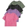 Solid slim washed crop t-shirt for women, soft cotton streetwear top