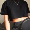 Solid slim washed crop t-shirt for women, soft cotton streetwear top