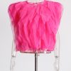 elegant chiffon blouse with lantern sleeves and ruffles for women
