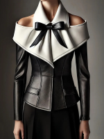 black off shoulder leather shirt women