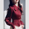 red satin waist shirt women