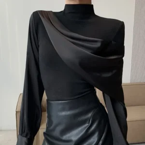 luxury splicing blouse women