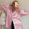 women’s casual elegant satin shirt for summer