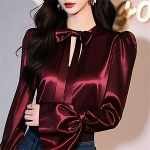 spring satin blouse women