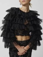 women’s patchwork chiffon blouse with lantern sleeves