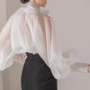 women’s chiffon polka dot top