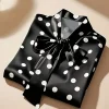 satin polka dot blouse for women
