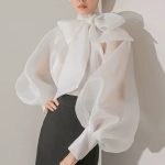 women’s chiffon polka dot top